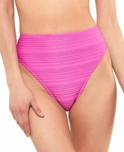 Jessica Simpson Ribbed High-Waist Bikini Bottoms