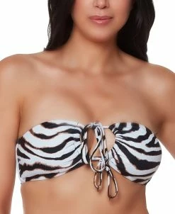 Bar III Zebra-Print Tunnel-Front Bandeau Bikini Top, Created For Macy's