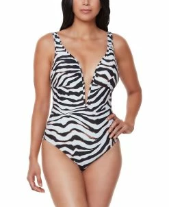 Bar III Printed V-Neck One-Piece Swimsuit, Created For Macy's