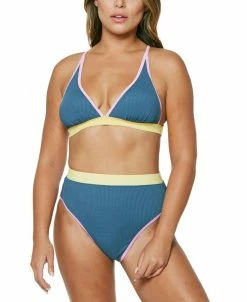 Jessica Simpson Chop And Change Cross-Back Triangle Bra Top & High-Waist Bikini Bottoms
