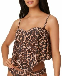 Bar III Women's Cheetah Bandeau Tankini Top, Created For Macy's