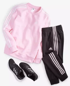 ADIDAS Women's 3-Stripe Cotton Fleece Crewneck Sweatshirt -ADIDAS Shop 22025293 fpx