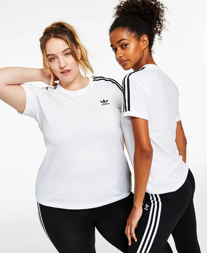 ADIDAS Women's Cotton 3 Stripes T-Shirt, XS-4X 3 ADIDAS Women's Cotton 3 Stripes T-Shirt, XS-4X
