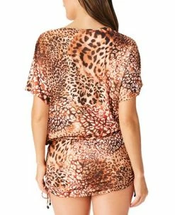 Bar III Women's Glam Cheetah Adjustable-Side Cover-Up Caftan, Created For Macy's -ADIDAS Shop 22326338 fpx