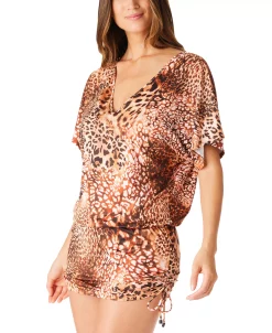 Bar III Women's Glam Cheetah Adjustable-Side Cover-Up Caftan, Created For Macy's -ADIDAS Shop 22326339 fpx
