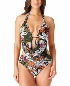 Bar III Women's La Planta Cowlneck One-Piece Swimsuit, Created For Macy's