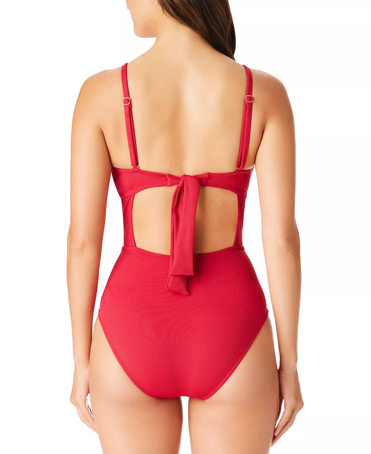Bar III Women's Ribbed Front-Cutout Swimsuit, Created For Macy's 4 Bar III Women's Ribbed Front-Cutout Swimsuit, Created For Macy's - Image 2
