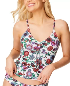 Jessica Simpson Forget Me Not Ruched Front Tankini Swim Top -ADIDAS Shop 22409508 fpx