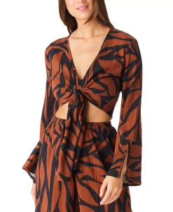 Sanctuary Women's Animal-Print Cotton Cover-Up Top -ADIDAS Shop 22444597 fpx