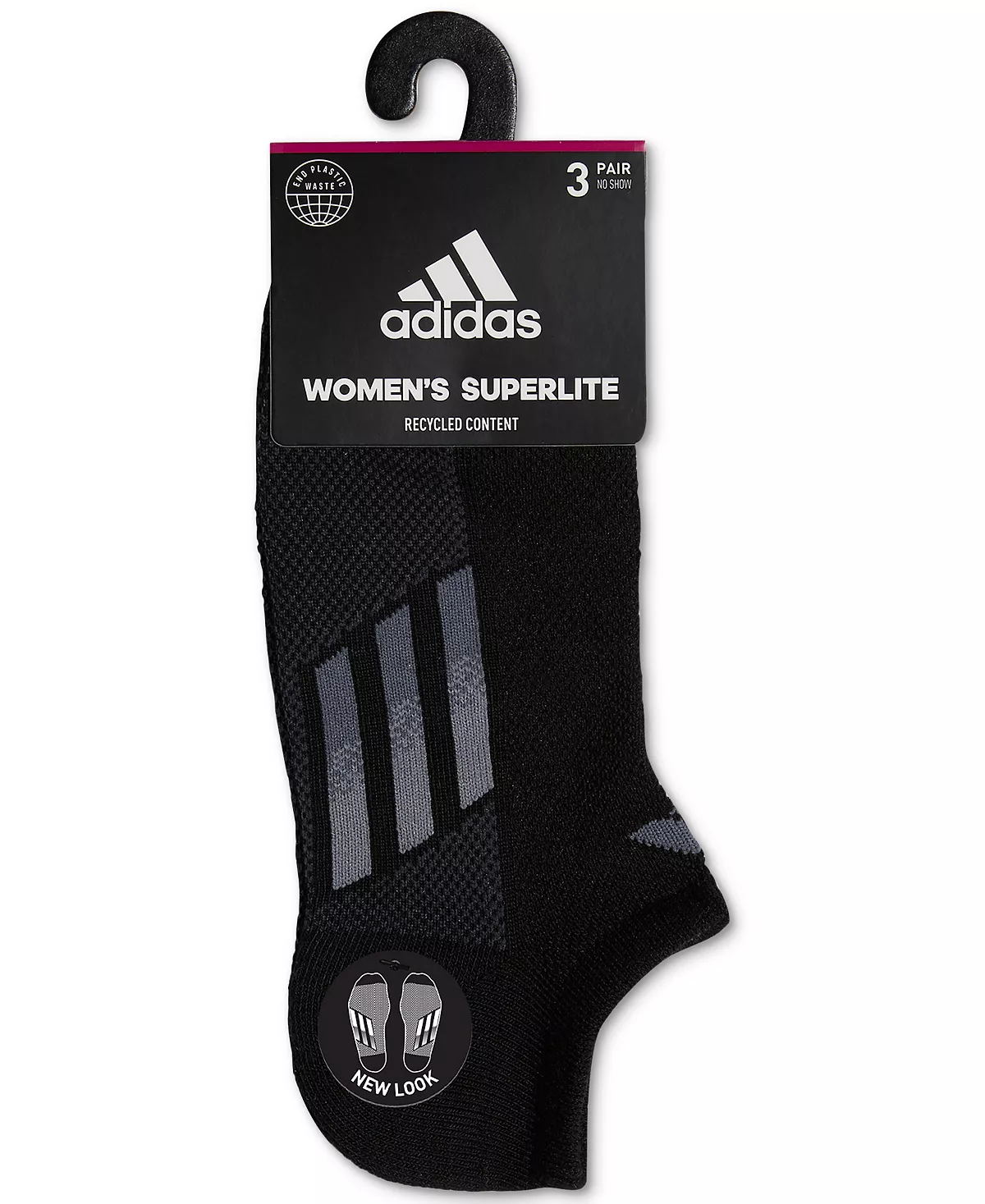 ADIDAS Women's 3-Pk. Superlite Three-Stripe No-Show Socks 8 ADIDAS Women's 3-Pk. Superlite Three-Stripe No-Show Socks - Image 7