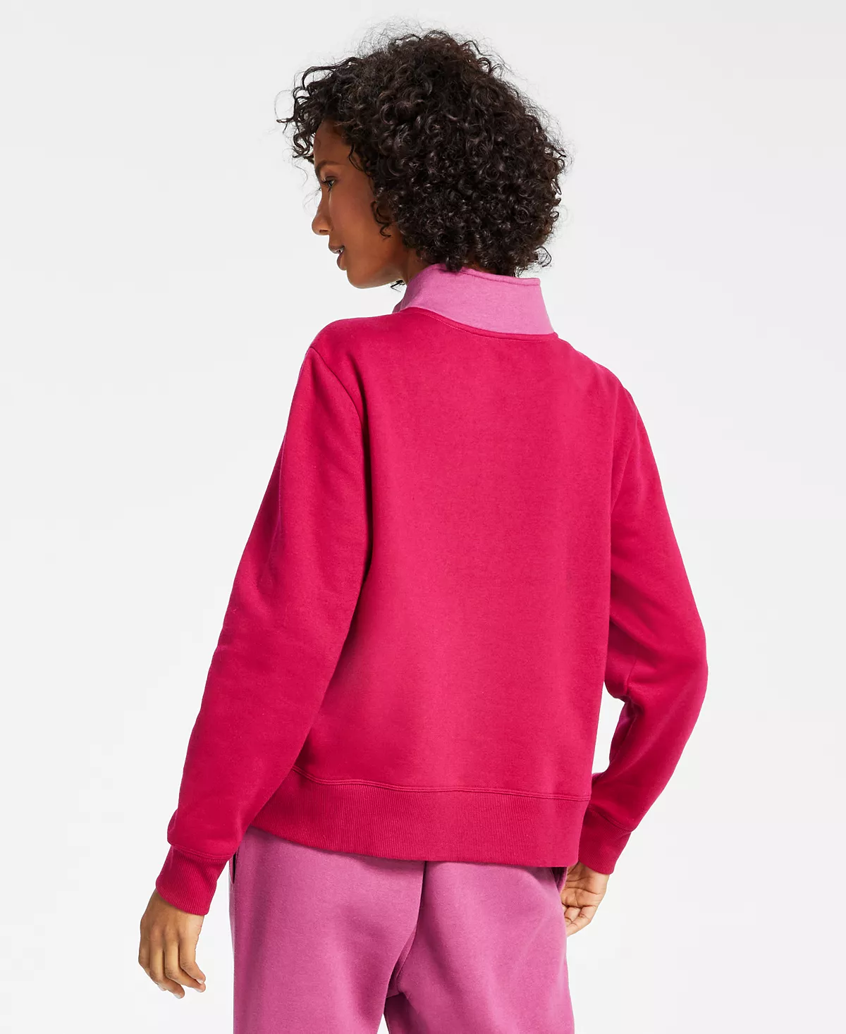 ID Ideology Women's Relaxed Colorblocked Zip Sweatshirt Pullover, Created For Macy's 4 ID Ideology Women's Relaxed Colorblocked Zip Sweatshirt Pullover, Created For Macy's - Image 2
