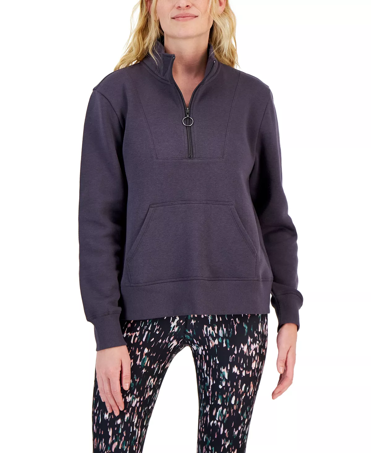 ID Ideology Women's Relaxed Colorblocked Zip Sweatshirt Pullover, Created For Macy's 9 ID Ideology Women's Relaxed Colorblocked Zip Sweatshirt Pullover, Created For Macy's - Image 7