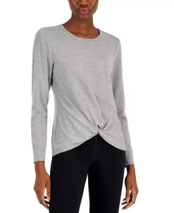 ID Ideology Women's Long-Sleeve Twist-Front Top, Created For Macys -ADIDAS Shop 22923000 fpx