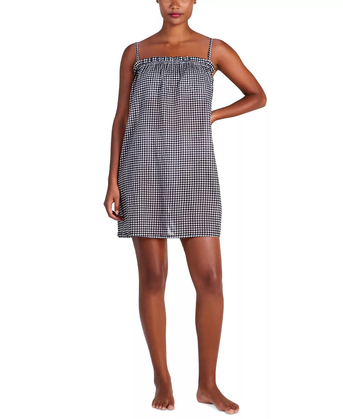 Kate Spade New York Women's Cotton Check-Print Cover-Up Mini Dress 5 Kate Spade New York Women's Cotton Check-Print Cover-Up Mini Dress - Image 3
