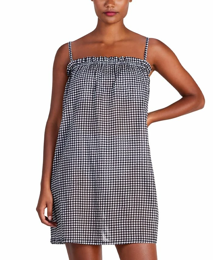 Kate Spade New York Women's Cotton Check-Print Cover-Up Mini Dress 3 Kate Spade New York Women's Cotton Check-Print Cover-Up Mini Dress