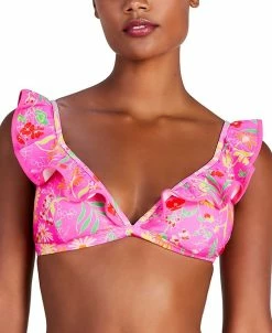 Kate Spade New York Women's Ruffled-V-Neck Bikini Top