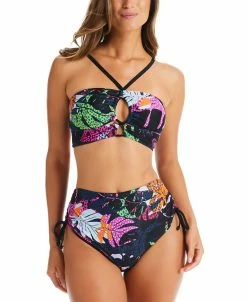 Bar III Paradise Palms Bandeau Bikini Top & High Waist Side-Tie Bottoms, Created For Macy's