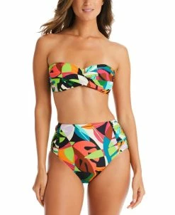 Bar III Tropical Dreams Twist-Front Bandeau Bikini Top & High Waist Bottoms, Created For Macy's