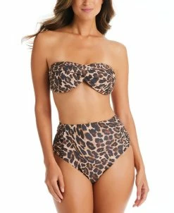 Bar III Each Cheetah Bandeau Bikini Top & High Waist Bottoms, Created For Macy's