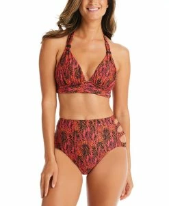 Bar III Viper Snakeskin-Print Halter-Style Bikini Top & High Waist Cut-Out Bottoms, Created For Macy's