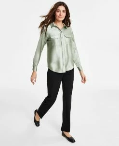 Alfani Women's Satin Utility Blouse & Straight-Leg Pants, Created For Macy's