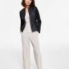 Alfani Women's Faux-Leather-Trim Jacket, Ribbed Sweater & Wide-Leg Pants, Created For Macy's -ADIDAS Shop 23489023 fpx