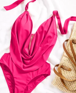 Bar III Solid Cowlneck One-Piece Swimsuit, Created For Macy's -ADIDAS Shop 23503264 fpx