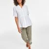 Style & Co Women's Short-Sleeve Pintuck Shirt & Embroidered-Floral Pants, Created For Macy's -ADIDAS Shop 23541638 fpx