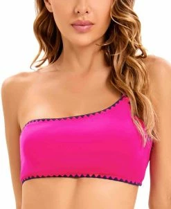 Lucky Brand Women's Shell-Stitch Asymmetric Swim Top
