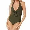 Vince Camuto Women's Plunging Tie-Front Halter One-Piece Swimsuit -ADIDAS Shop 23686515 fpx