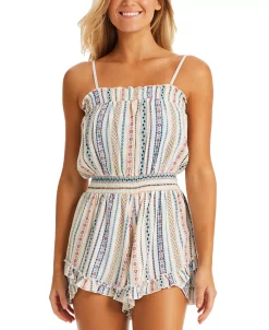 Jessica Simpson Women's Stripe It Up Cover-Up Romper -ADIDAS Shop 23768542 fpx