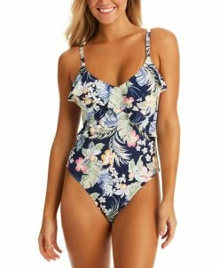Jessica Simpson Women's Stranded In Paradise Ruffled Swimsuit