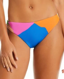 Sanctuary Women's Printed Multi-Scape Cinched-Back Hipster Bikini Bottoms
