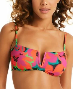 Sanctuary Women's Printed Gardener V-Wire Bandeau Bikini Top