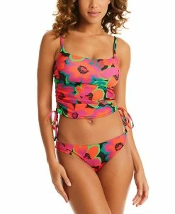 Sanctuary Women's Savage Gardener Shirred-Side Cropped Tankini Top & Savage Gardener Hipster Bikini Bottoms